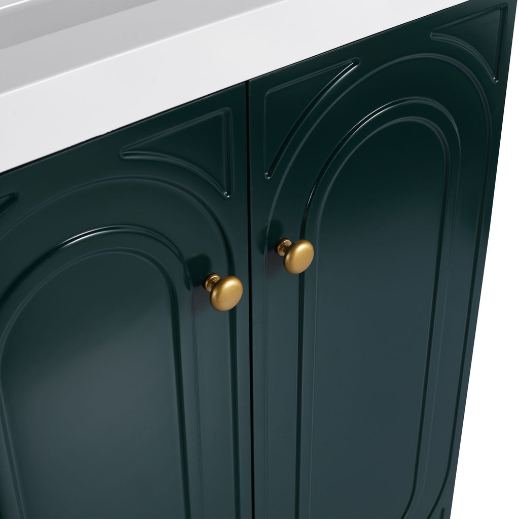 Modern Freestanding Bathroom Vanity with Soft Close Cabinet Doors - Pearl Silver, White, or Dark Green