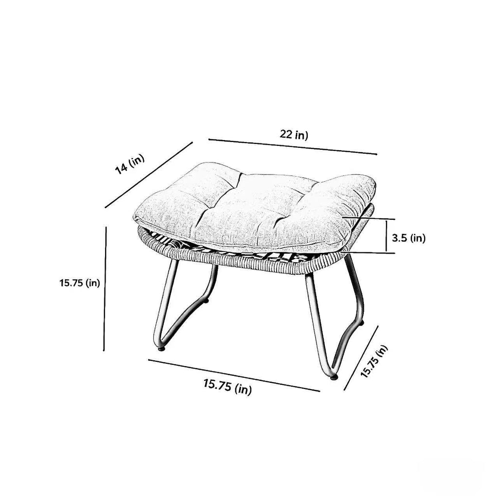 3-Piece Patio Furniture Set with Steel Frame - Off White