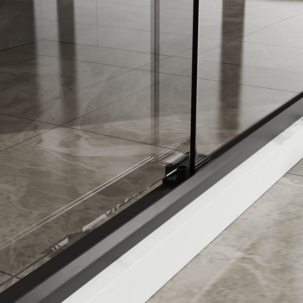 Double Sliding Glass Shower Door with Dual-Direction Opening - Clear Glass