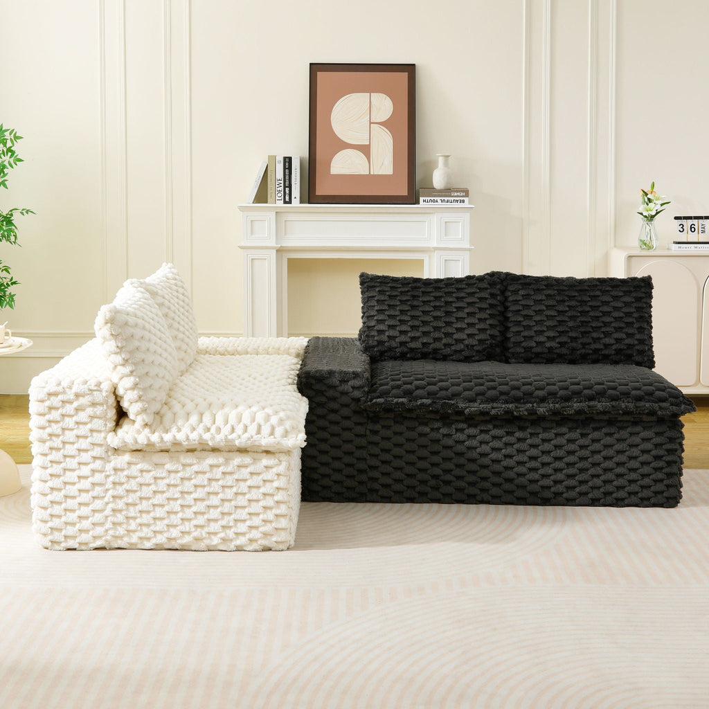 Luxury Multifunctional Sofa for Living Room with Adjustable Layout - Black, Dark Green, White, Pink