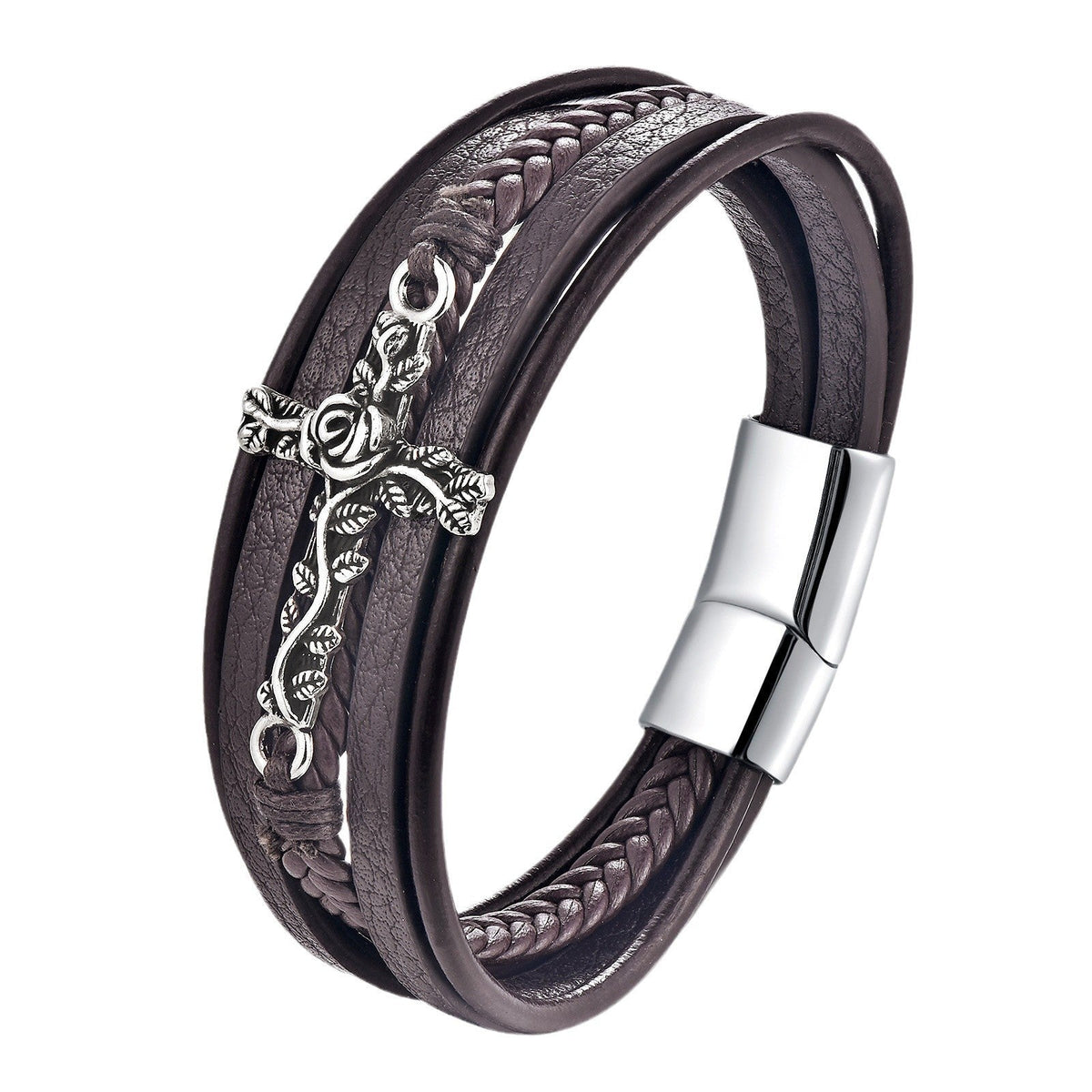 Retro Multi-layer Stainless Steel Creative Cross Bracelet