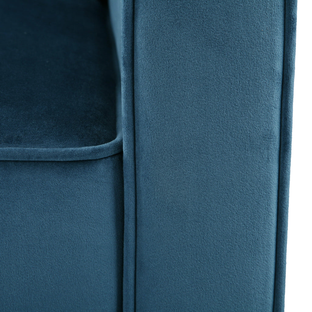 Blue Velvet Upholstered Club Chair with Contemporary Design - Blue