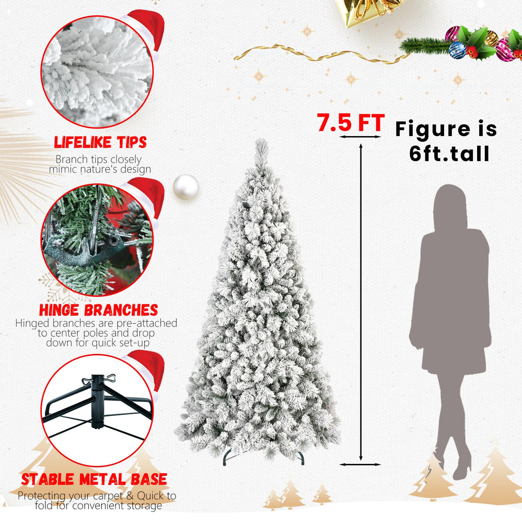 4FT Flocked Christmas Tree with 350 Tips and Metal Stand