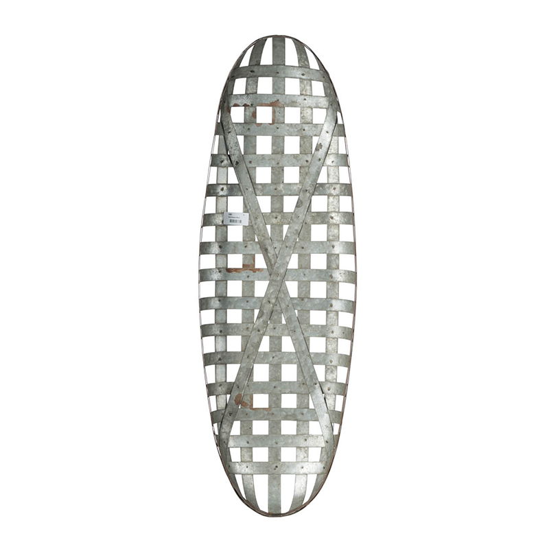 Metal Wall Art with Grid Pattern - Silver