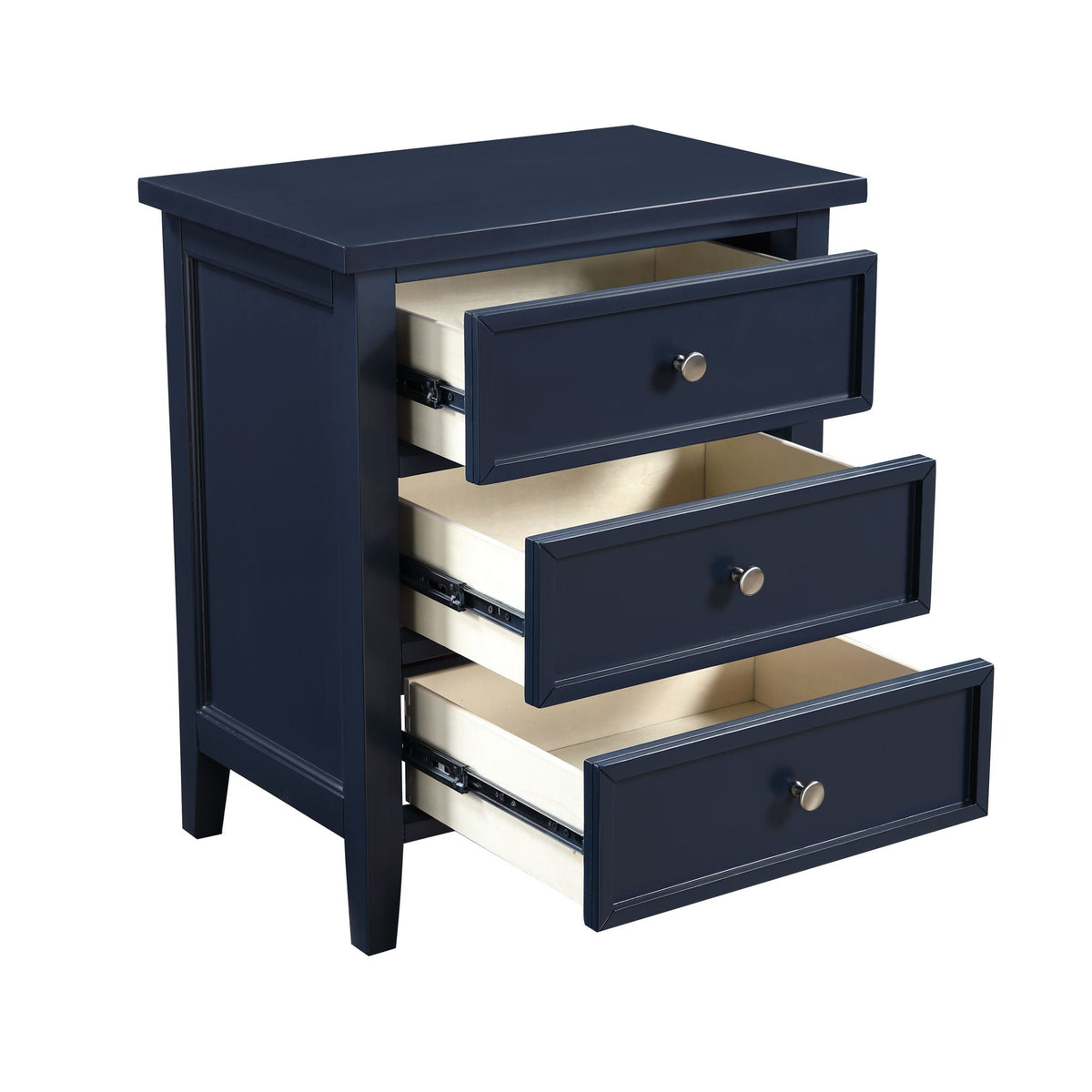3 Drawer Nightstand with Metal Glides - White, Blue, Dark Green