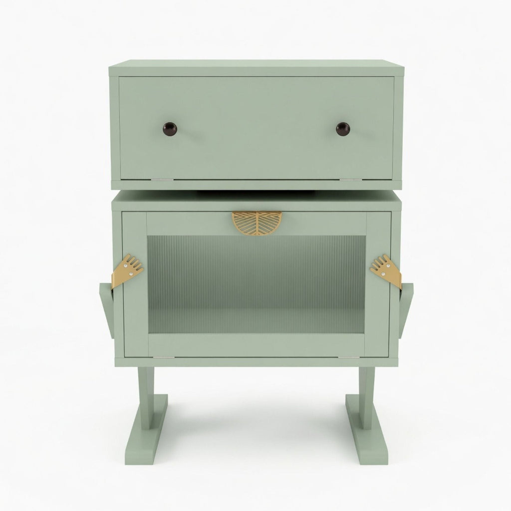 Robot LED Nightstand with 360° Rotating Drawer - White, Pink, or Green