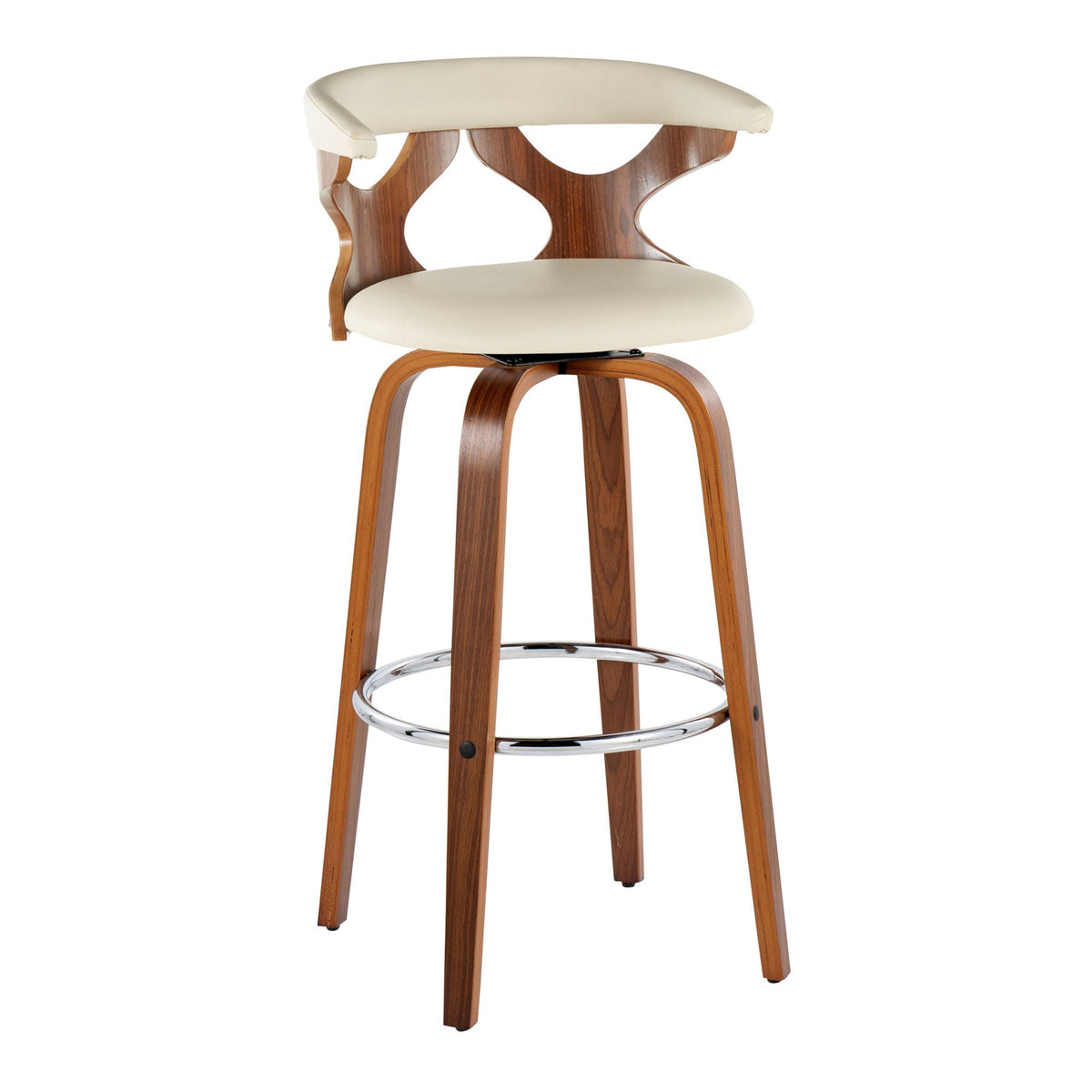Mid Century Modern Swivel Barstool Set with Padded Upholstery - Multiple Colors