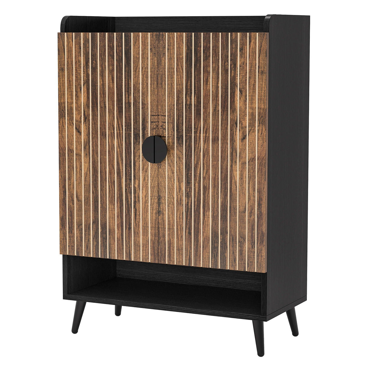 Shoe Cabinet With Doors, 7 Tier Storage Organizer with Adjustable Shelves - Dark Brown, Light Brown, or White