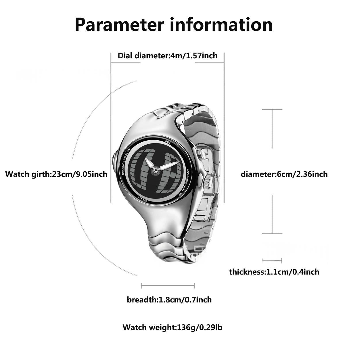 Mens Twisted Vintage Asymmetric Dual-Display Watch