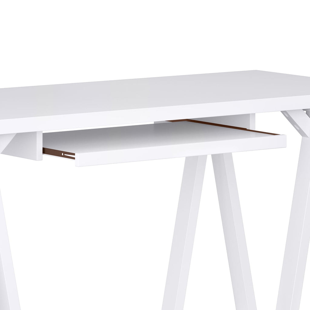 Handcrafted Sawhorse Writing Desk with Solid Wood Construction - Dark Brown or White