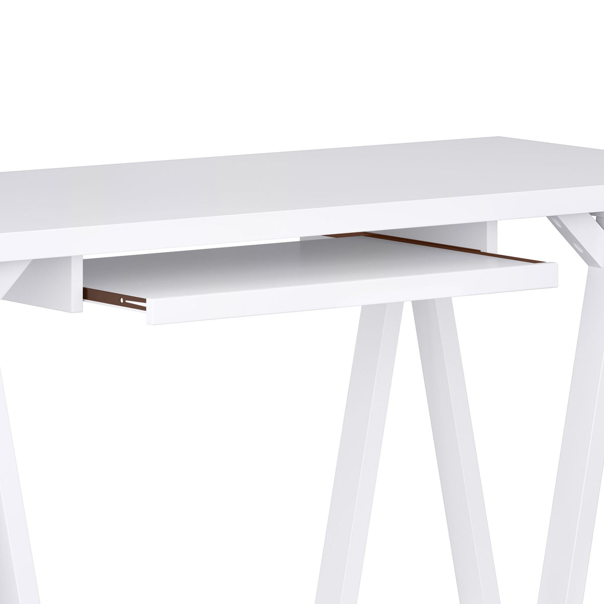 Handcrafted Sawhorse Writing Desk with Solid Wood Construction - Dark Brown or White