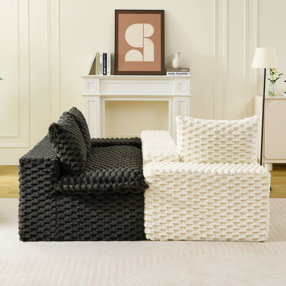 Luxury Multifunctional Sofa for Living Room with Adjustable Layout - Black, Dark Green, White, Pink