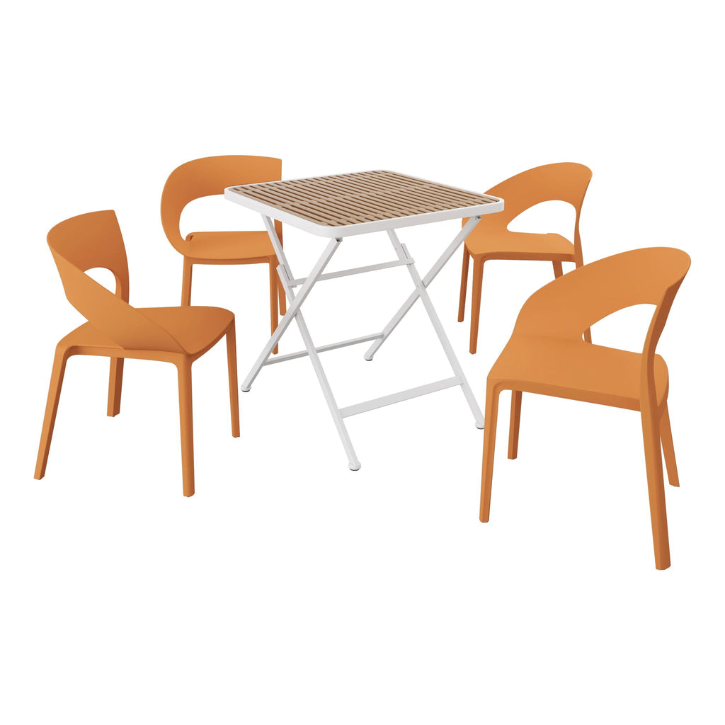 Modern 4 Piece Outdoor Set with Folding Table - Green or Orange