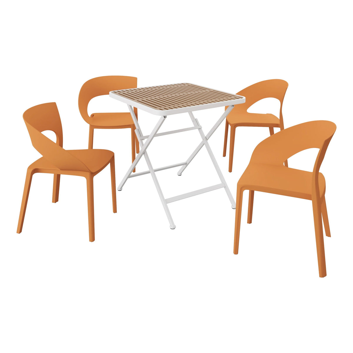 Modern 4 Piece Outdoor Set with Folding Table - Green or Orange