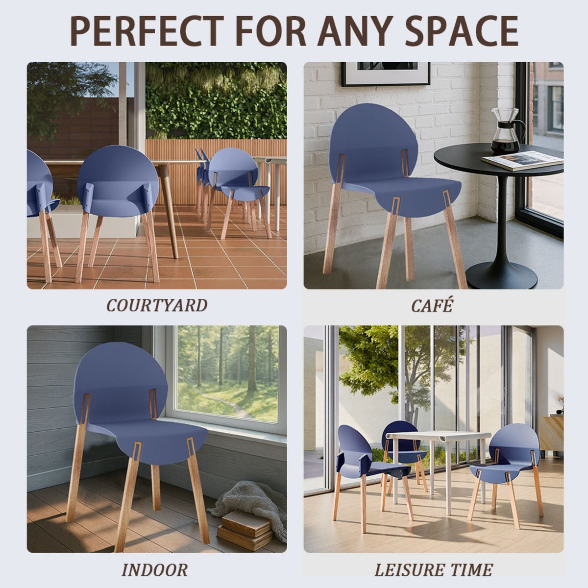 Traditional 4 Piece Outdoor Chair Set with Round Table - Multiple Colors