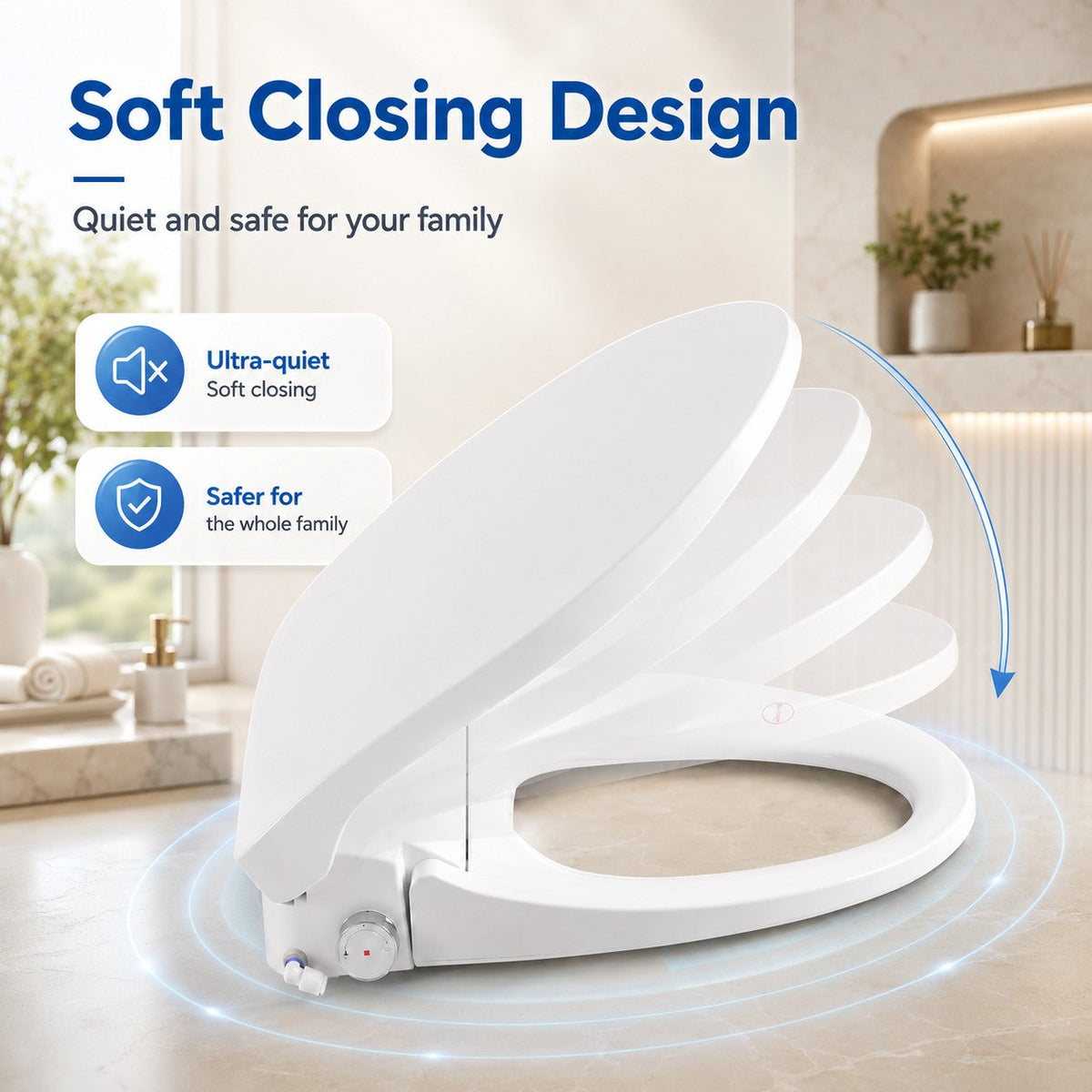 Smart Bidet Toilet Seat with Adjustable Heated Seat - White