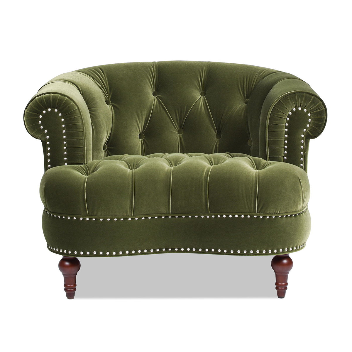 Victorian Tufted Upholstered Accent Chair with Nailhead Trim - Dark Red, Blue, or Pink