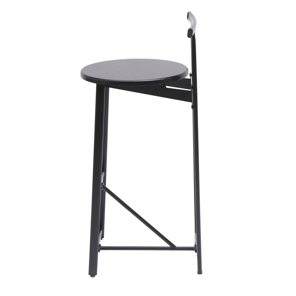Modern Bar Stools with Backrest for Kitchen – Set of 3 – White or Black