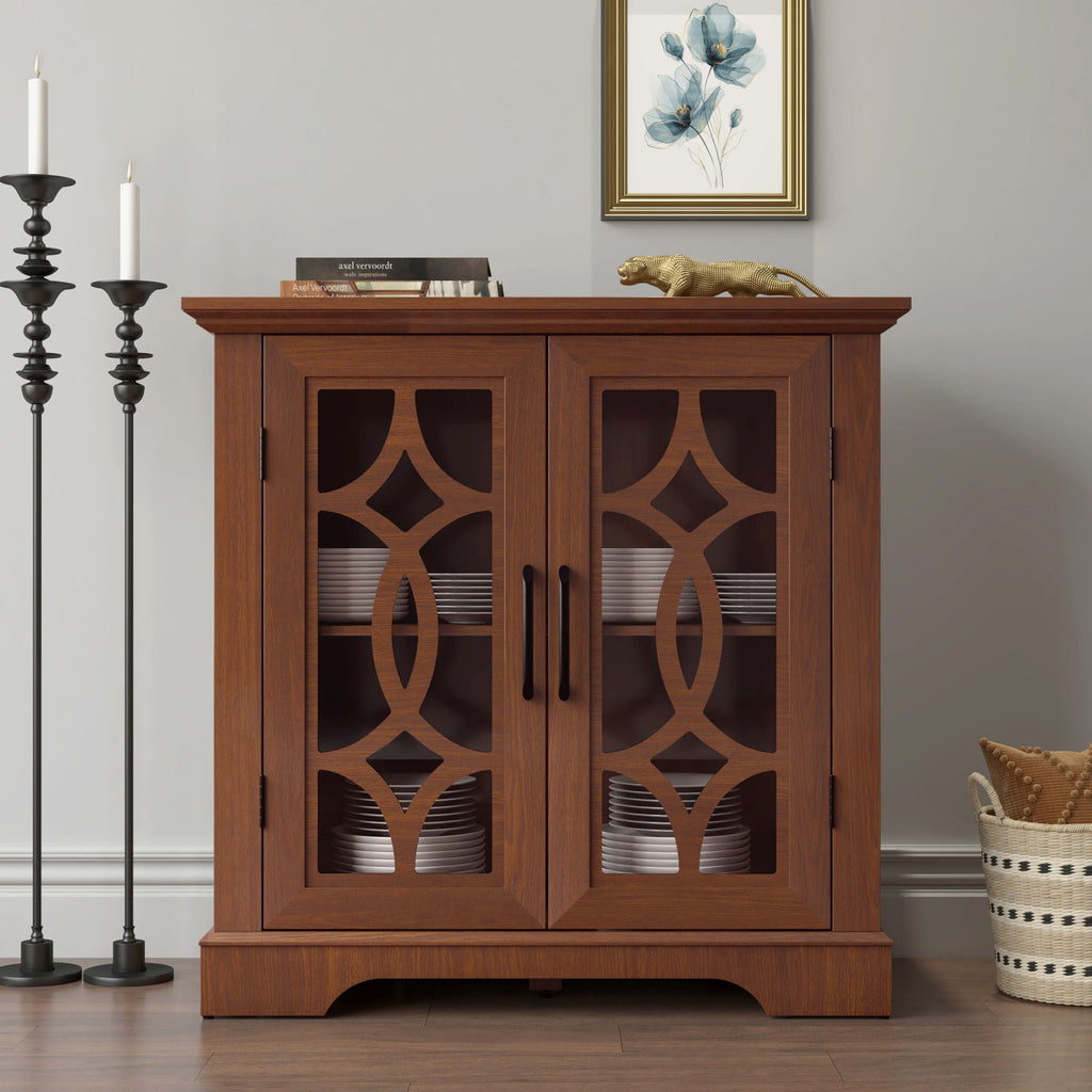 Spacious Sideboard with Adjustable Shelf Storage - Dark Oak