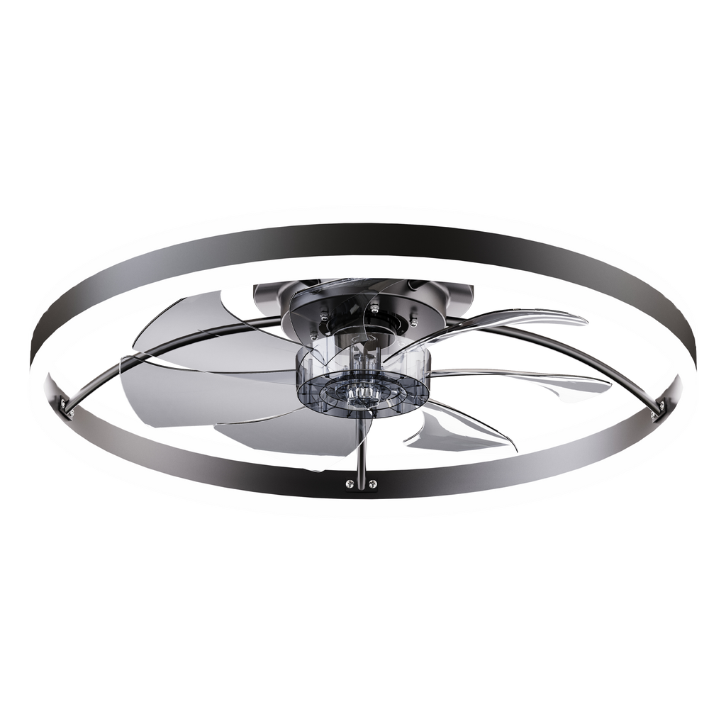 Smart Ceiling Fan with LED Light, 7 Blades Modern Metal Design