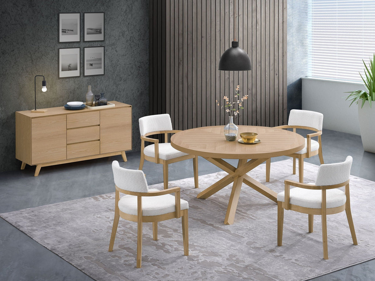 Kasem Oak Server with Storage - Light Brown