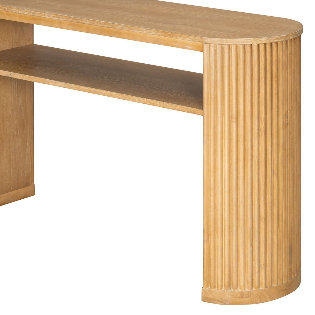 Console Table With Fluted Legs and Open Shelf - Available in Black, Light Brown, Dark Brown