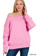 Zenana Fleece Boat Neck Sweatshirt