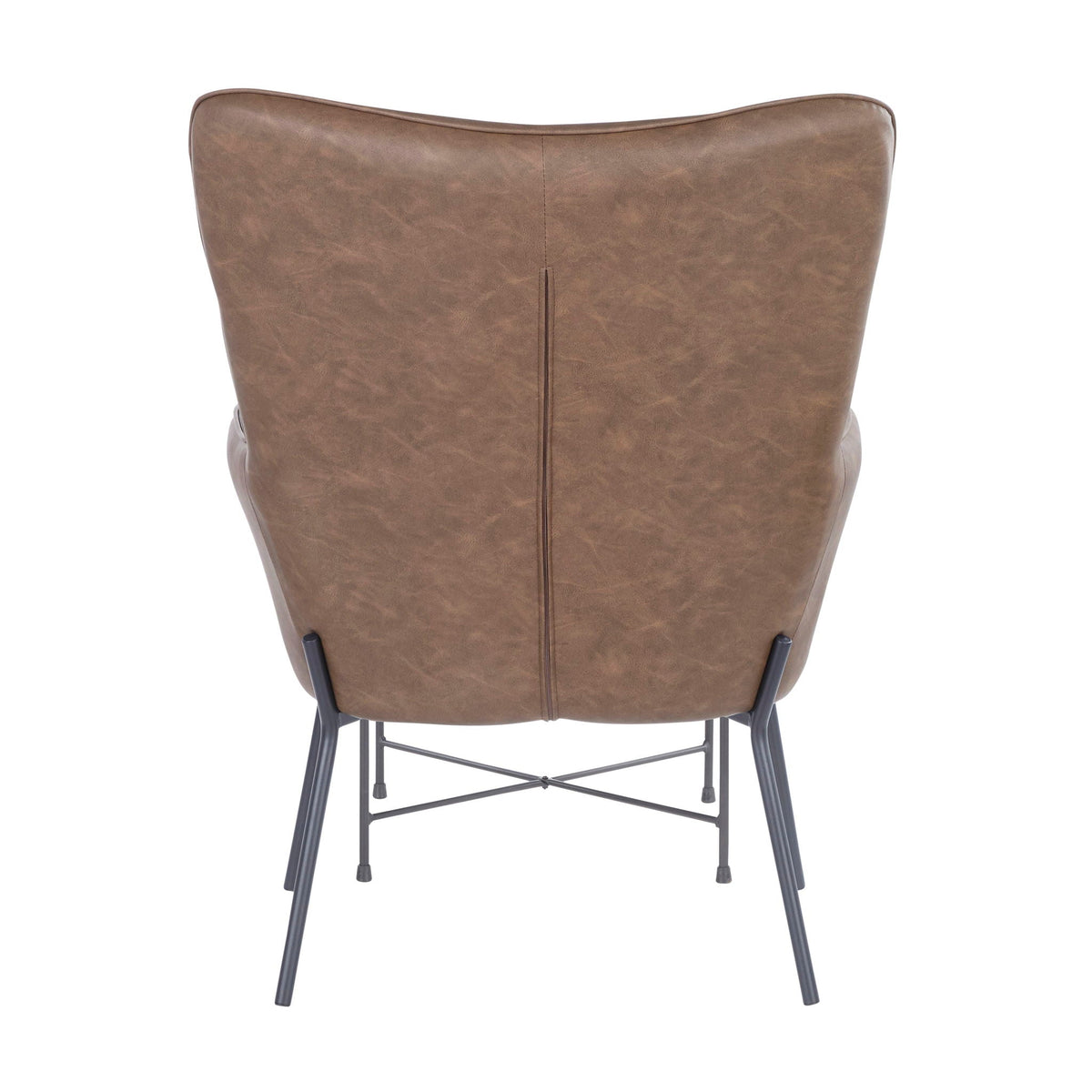 Industrial Lounge Chair & Ottoman Set with Metal Legs - Dark or Light Brown