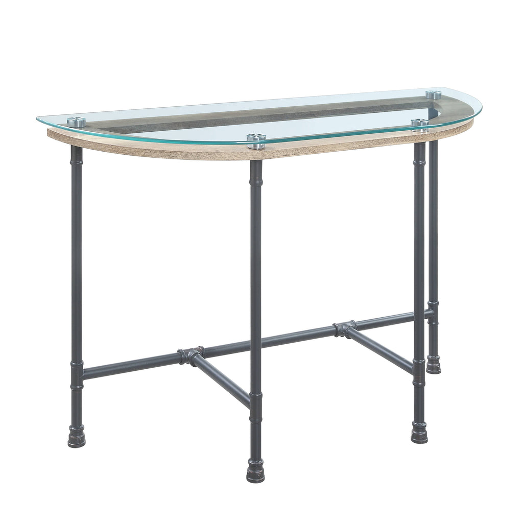 Brantley Clear Glass & Sandy Table with Tempered Glass Top - Clear/Sandy
