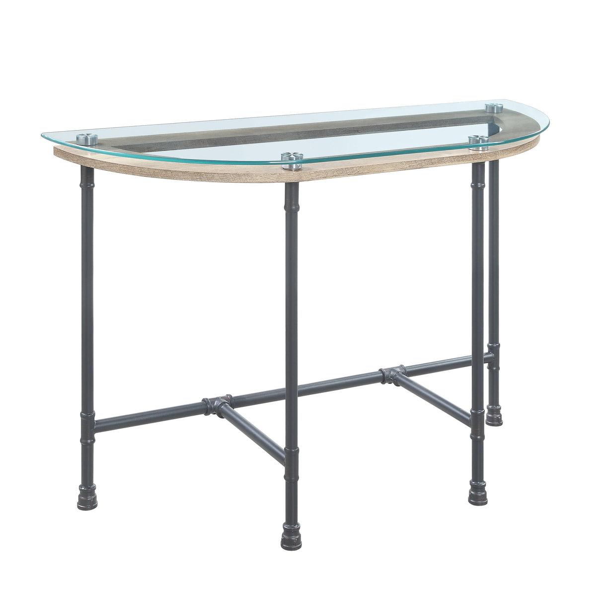 Brantley Clear Glass & Sandy Table with Tempered Glass Top - Clear/Sandy