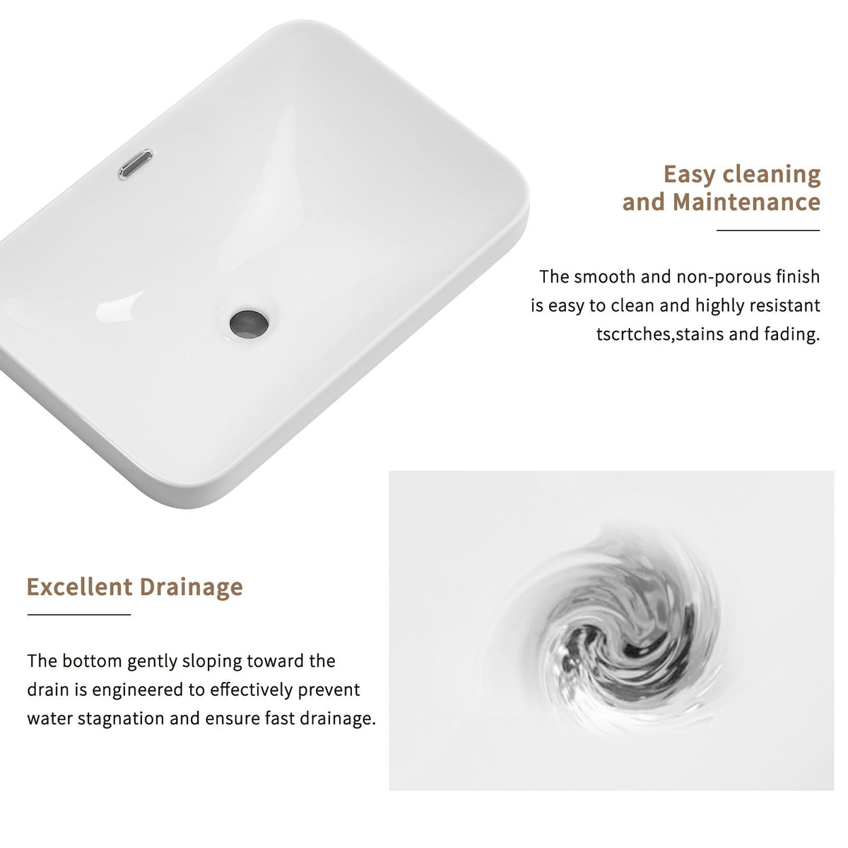 Undermount Bathroom Sink with Seamless Integration - Milk White
