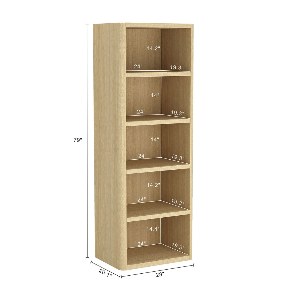 Open Bookcase with Adjustable Shelves - 79" High - Black, Light Brown, Dark Brown
