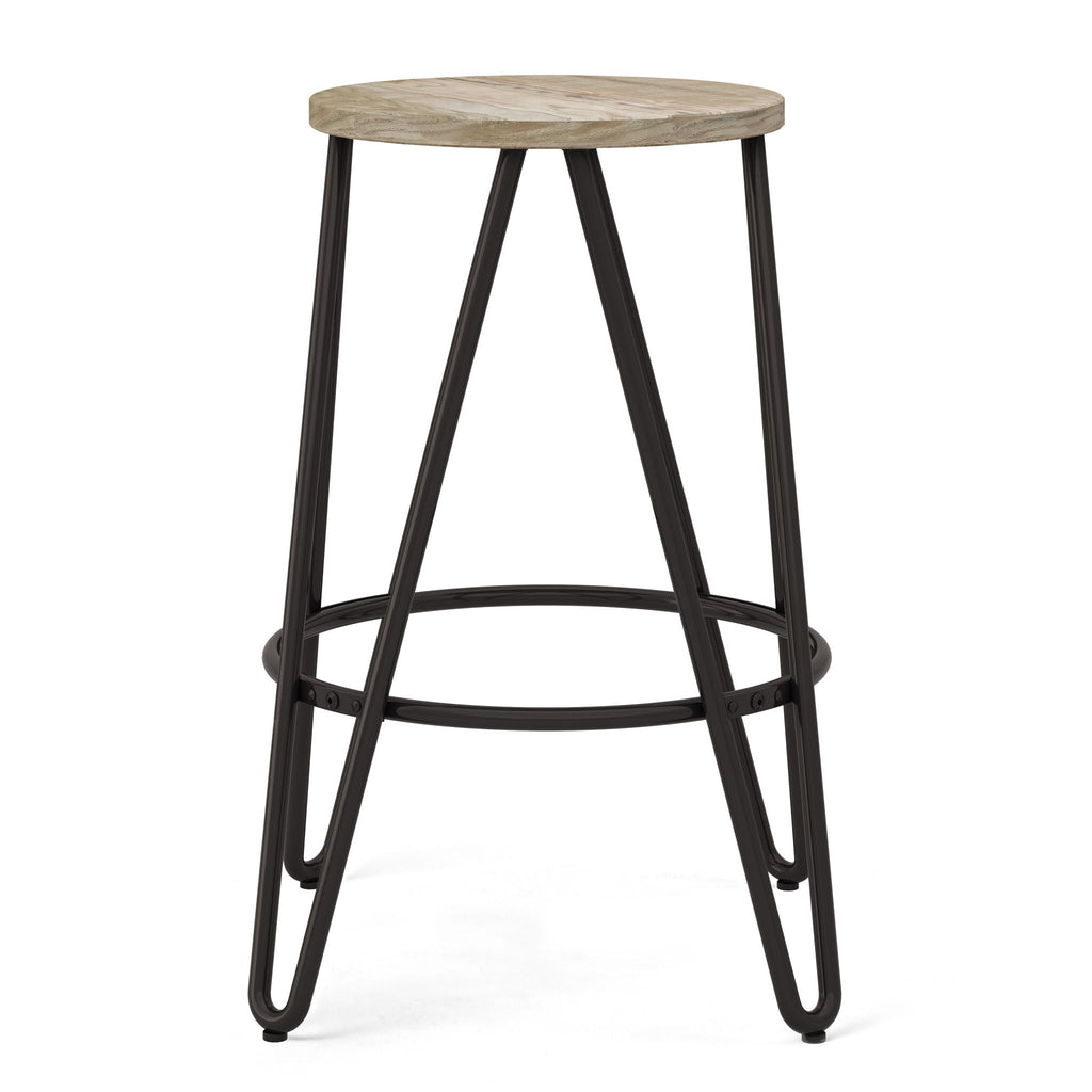 Multifunctional Metal Counter Height Stool with Solid Wood Seat - Dark Brown or Beige
