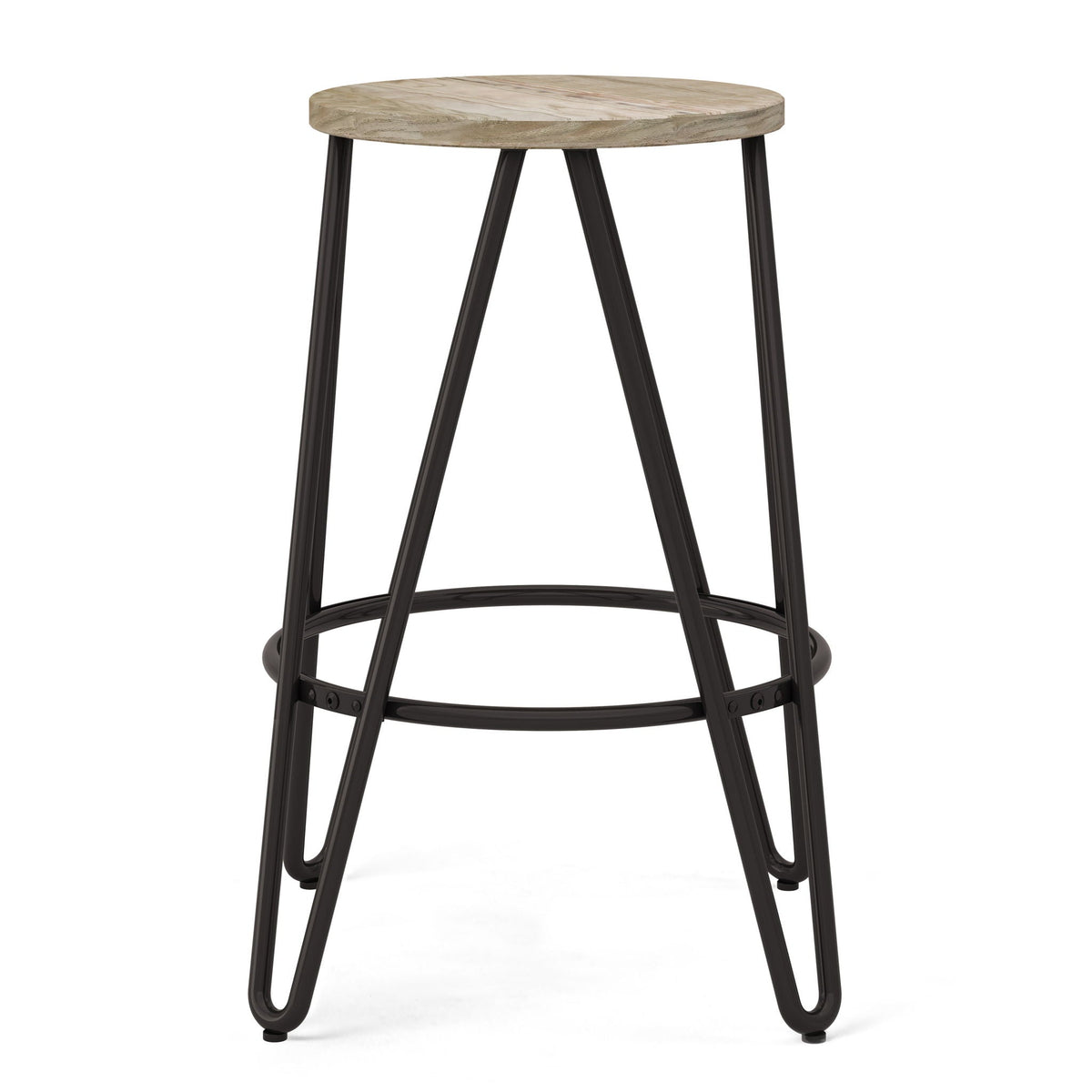 Multifunctional Metal Counter Height Stool with Solid Wood Seat - Dark Brown or Beige