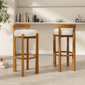 Walnut Wooden Low Back Barstool with Padded White Seat - Walnut