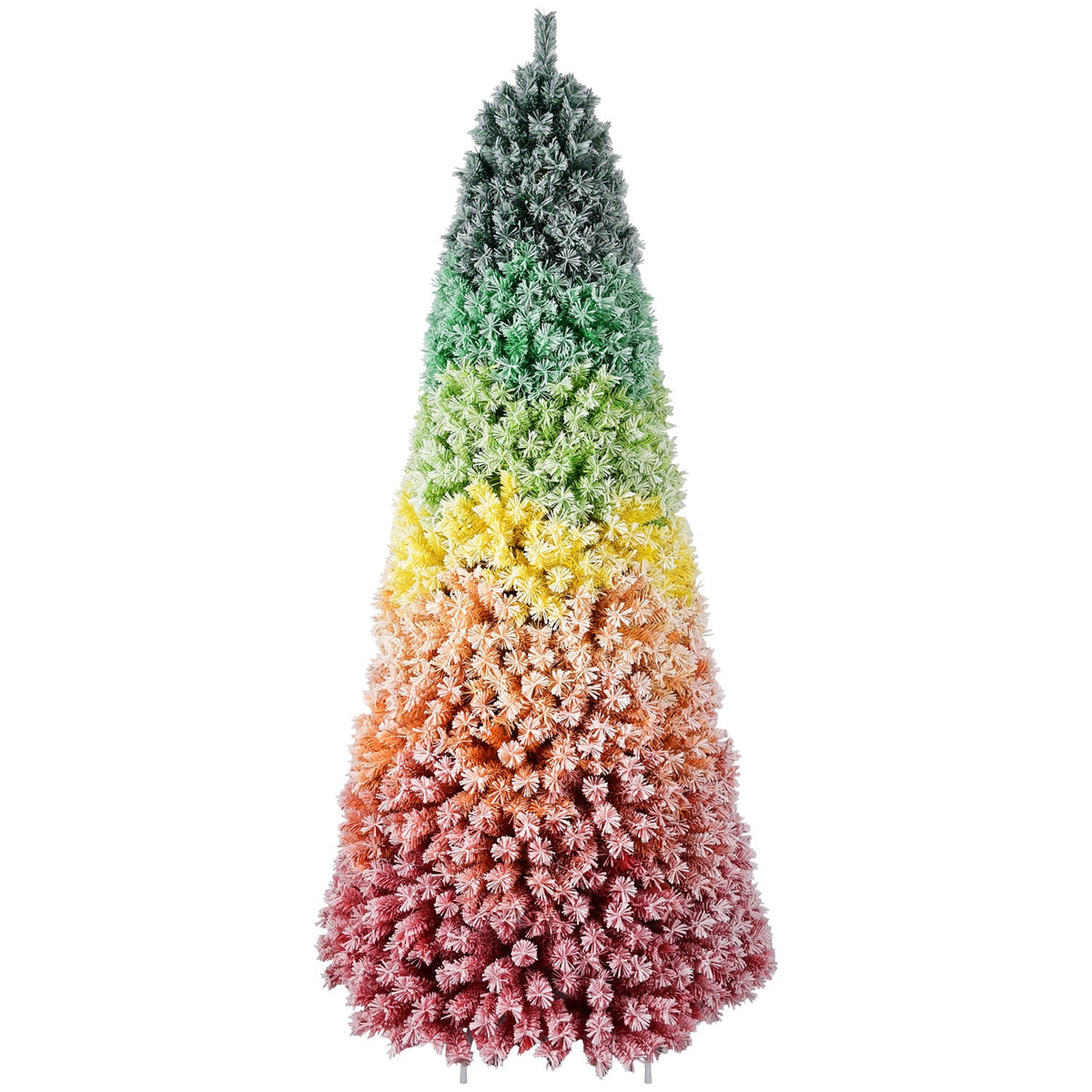 7.5ft Rainbow Gradient Flocked PVC Christmas Tree with Sturdy Metal Stand - Multi-Color