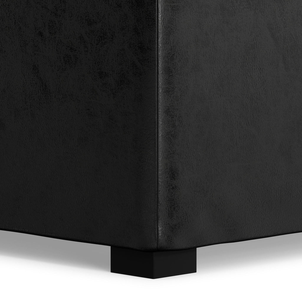 Upholstered Square Coffee Table Storage Ottoman with Flip Serving Trays - Black or Dark Brown