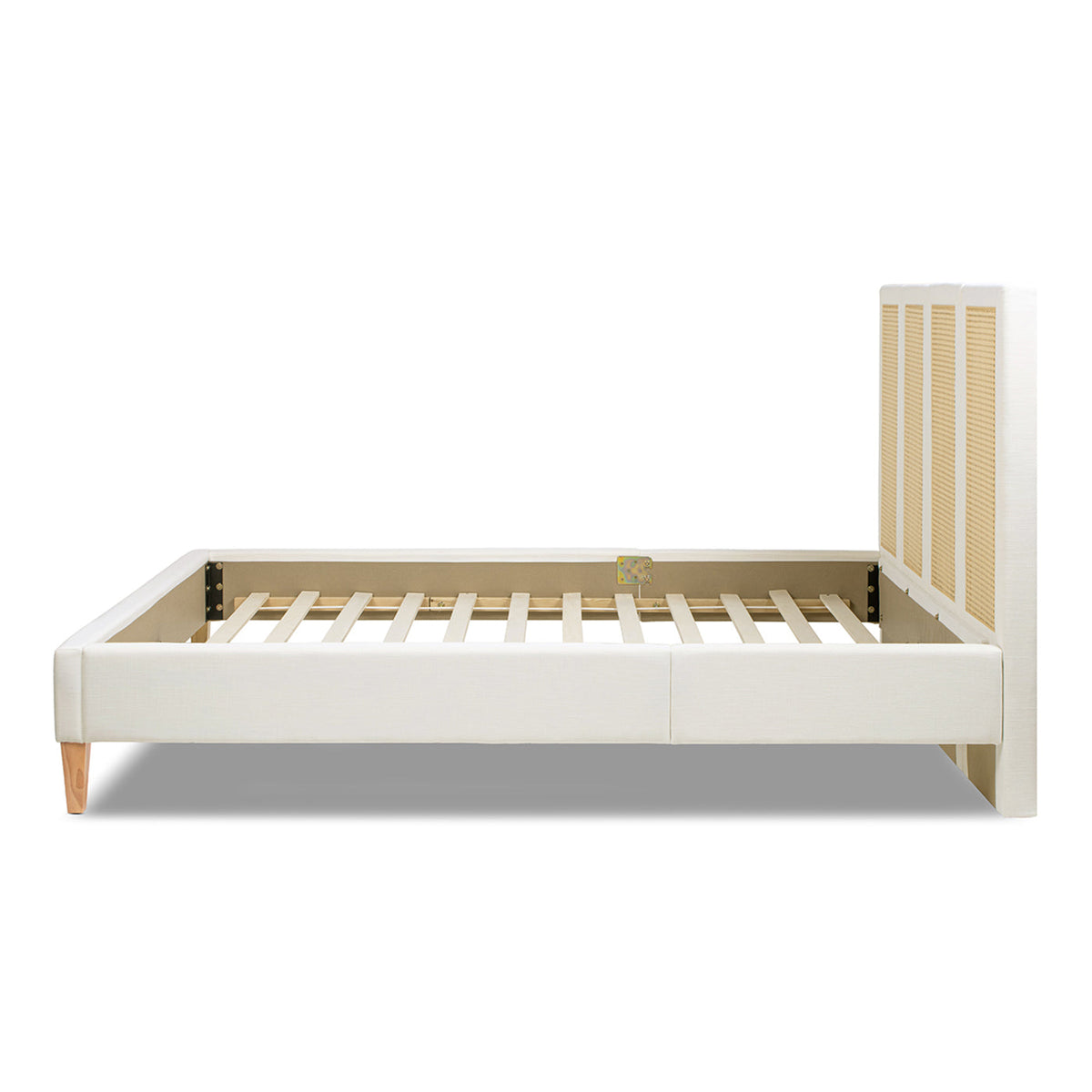 Toscana Queen Upholstered Cane Back Platform Bed