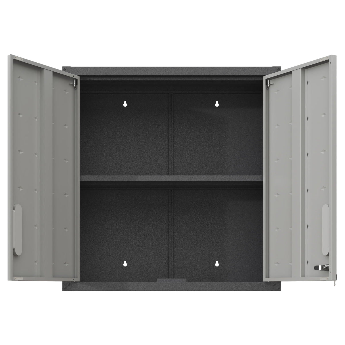 Metal Wall Mounted Tool Storage Cabinet with 2 Locking Doors and Adjustable Shelf - Gray or Black
