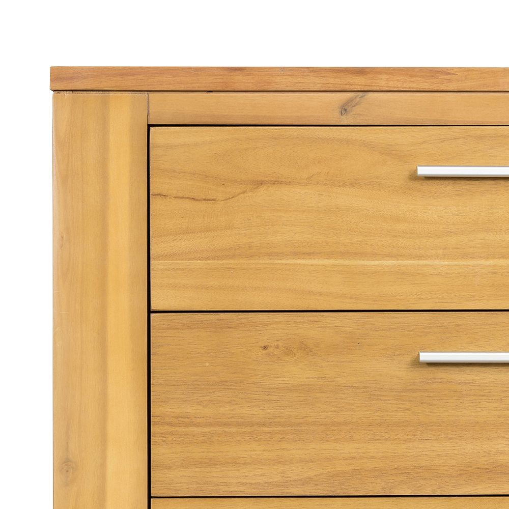 Natural Wood 5 Drawer Dresser with Ample Storage - Brown