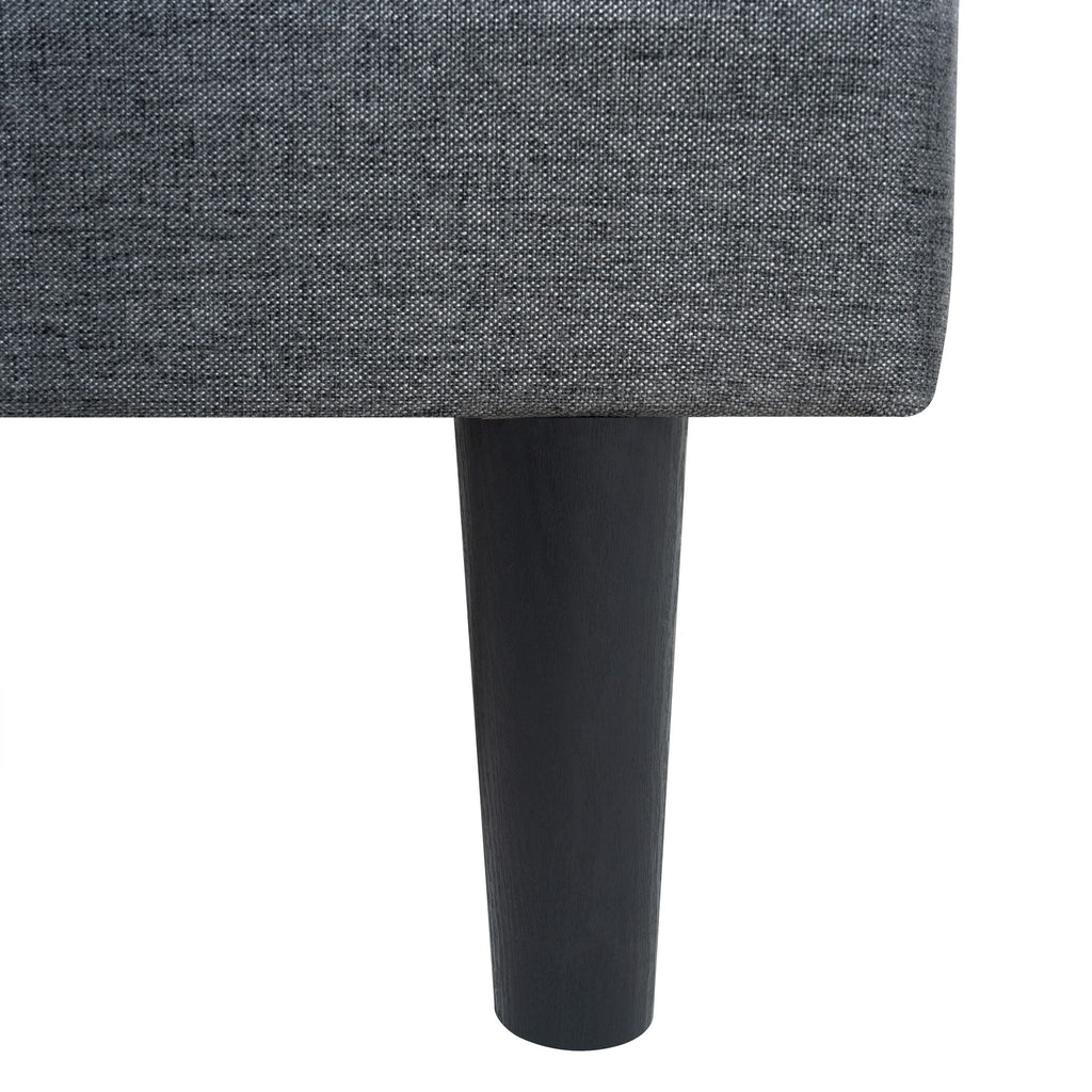 Queen Size Upholstered Platform Bed Frame With Button Tufted Linen Fabric Headboard - Dark Gray