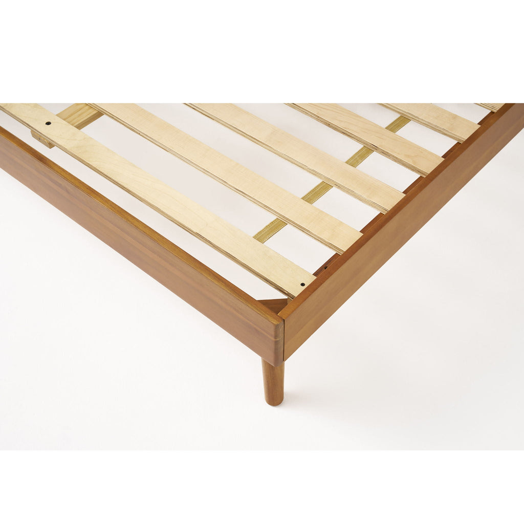 Mid-Century Wood Platform Bed with Heavy-Duty Support - Light Brown