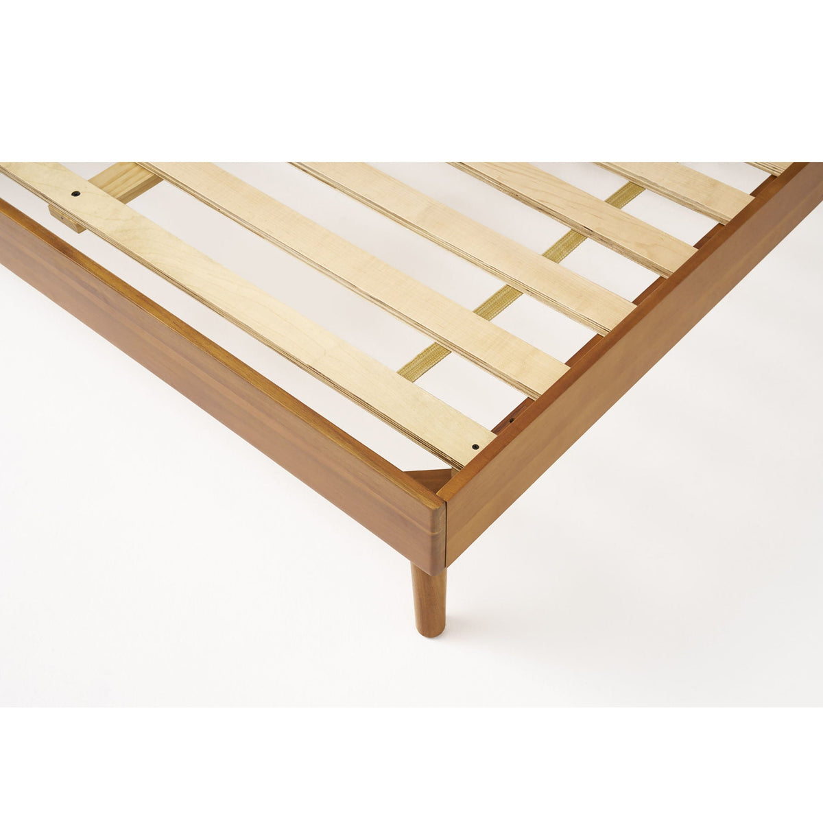 Mid-Century Wood Platform Bed with Heavy-Duty Support - Light Brown