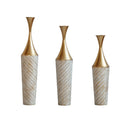 Champagne Floor Metal Vase 3-Piece Set with Woven Pattern - Modern Style