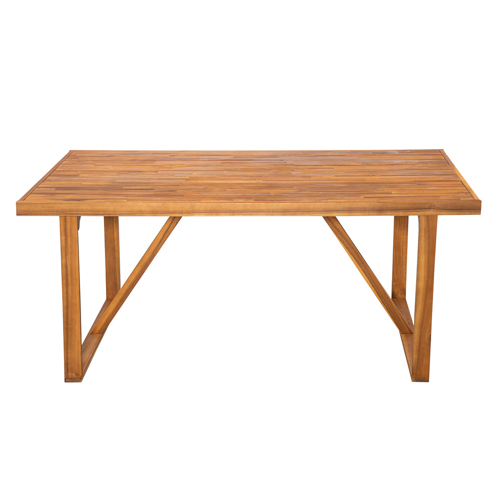 7 Piece Acacia Wood Outdoor Dining Set with Cushions - Teak Finish