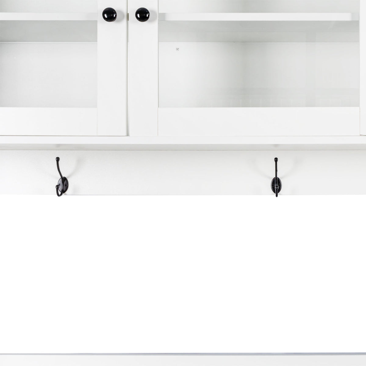 63" W Large Kitchen Hutch Cabinet with Storage Shelves and Drawers - White