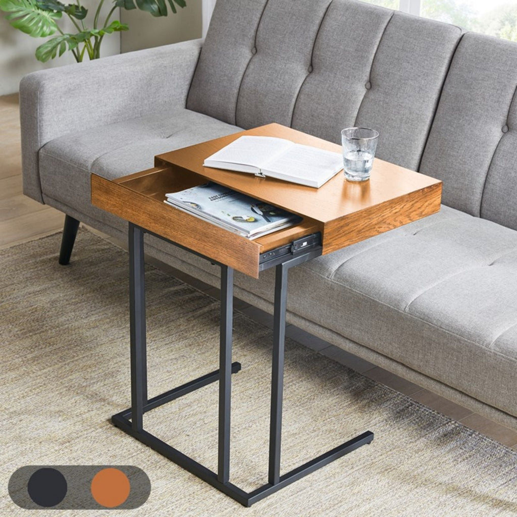 Wynn Pull Up Table with Storage Compartment – Pecan