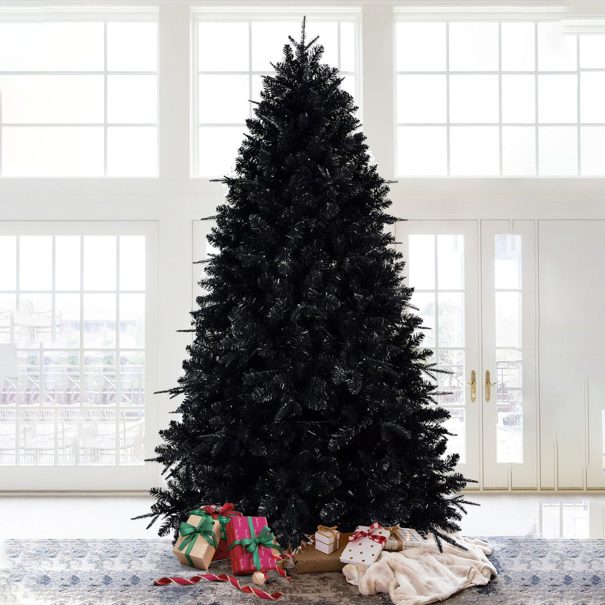 7ft Christmas Tree with Sturdy Metal Frame - Black or Green