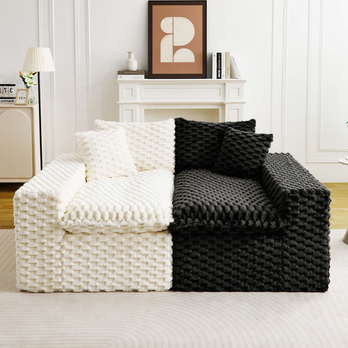 Luxury Multifunctional Sofa for Living Room with Adjustable Layout - Black, Dark Green, White, Pink