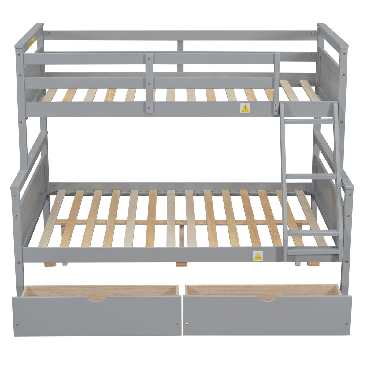 Twin Over Full Bunk Bed with Ladder and Storage Options - White or Dark Gray